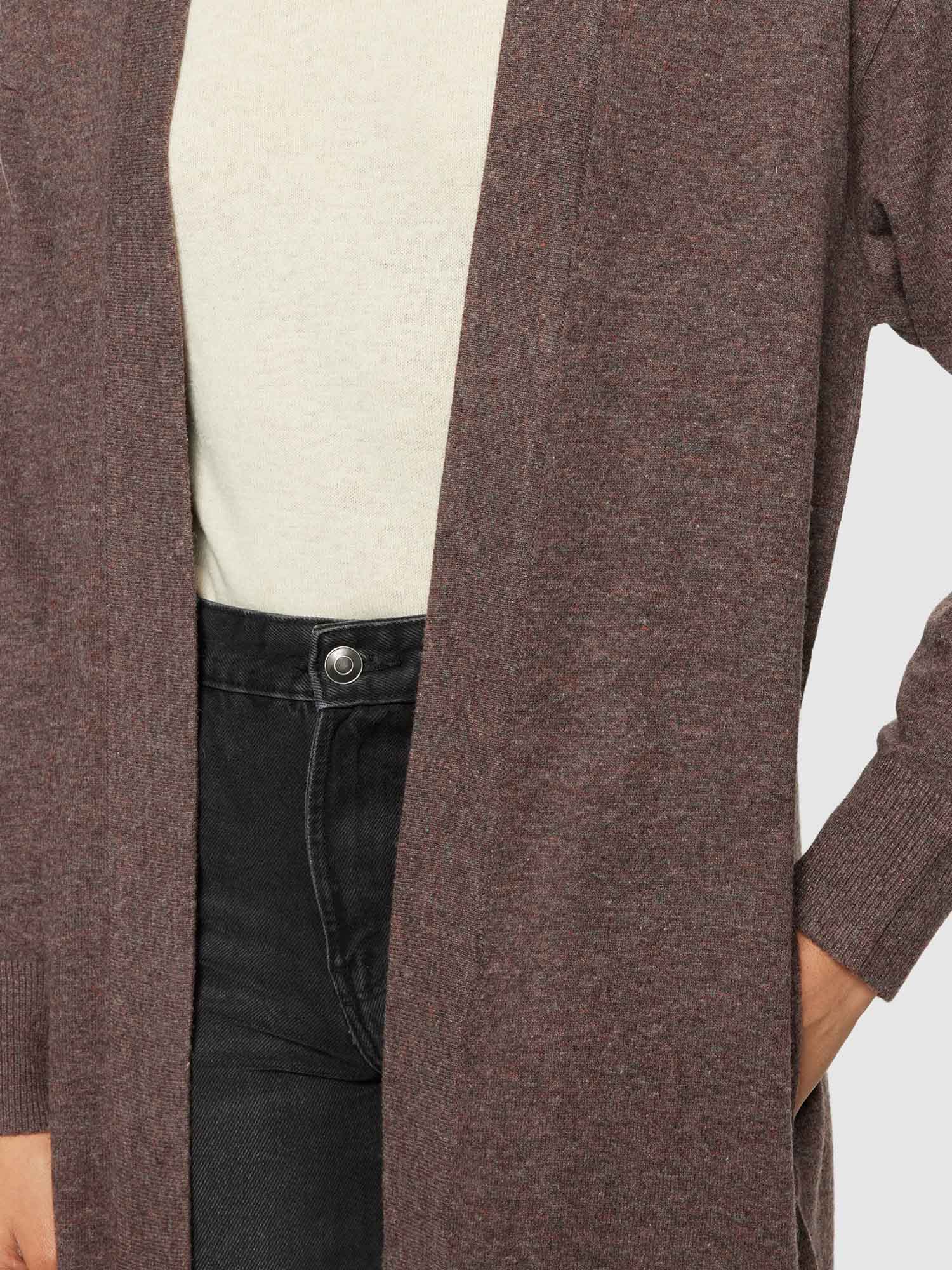 Knowledge Cotton Apparel Lambswool Long Cardigan Demitasse XS