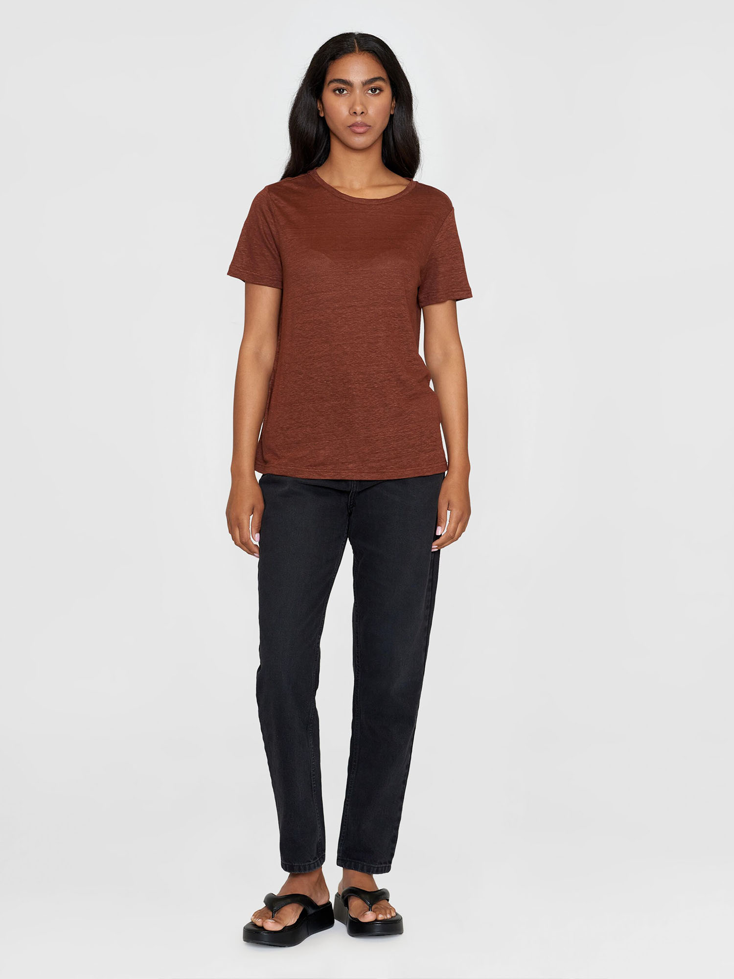 Knowledge Cotton Apparel Reg Linen T-Shirt Tiramisu L