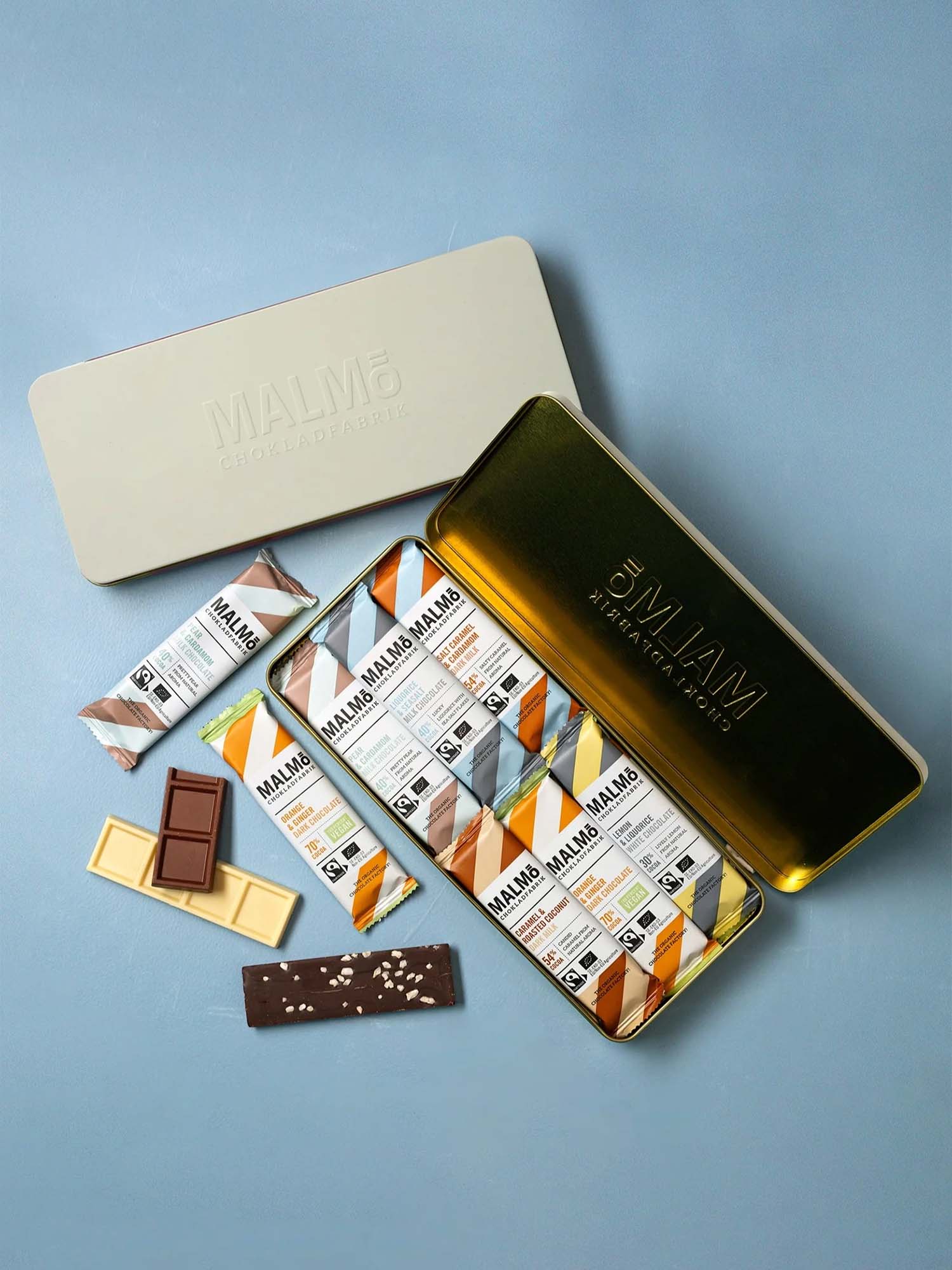 Malmö Chokladfabrik Favorit plåtask Blandad Choklad