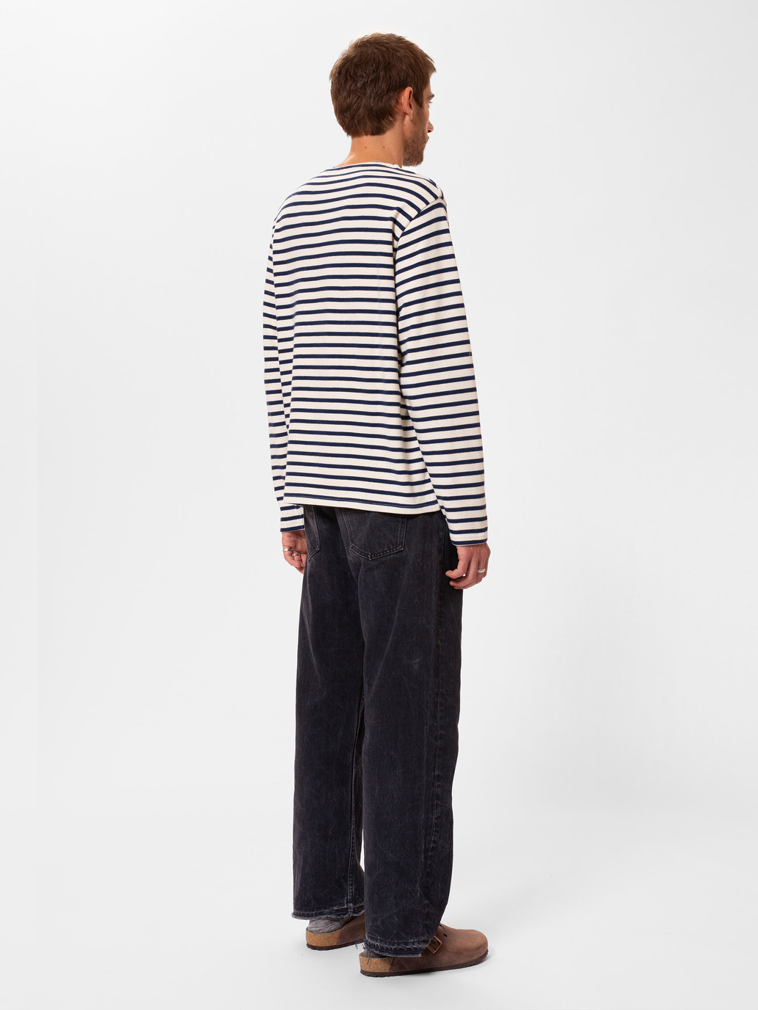 Nudie Jeans Charles Stripe Offwhite/Blue L
