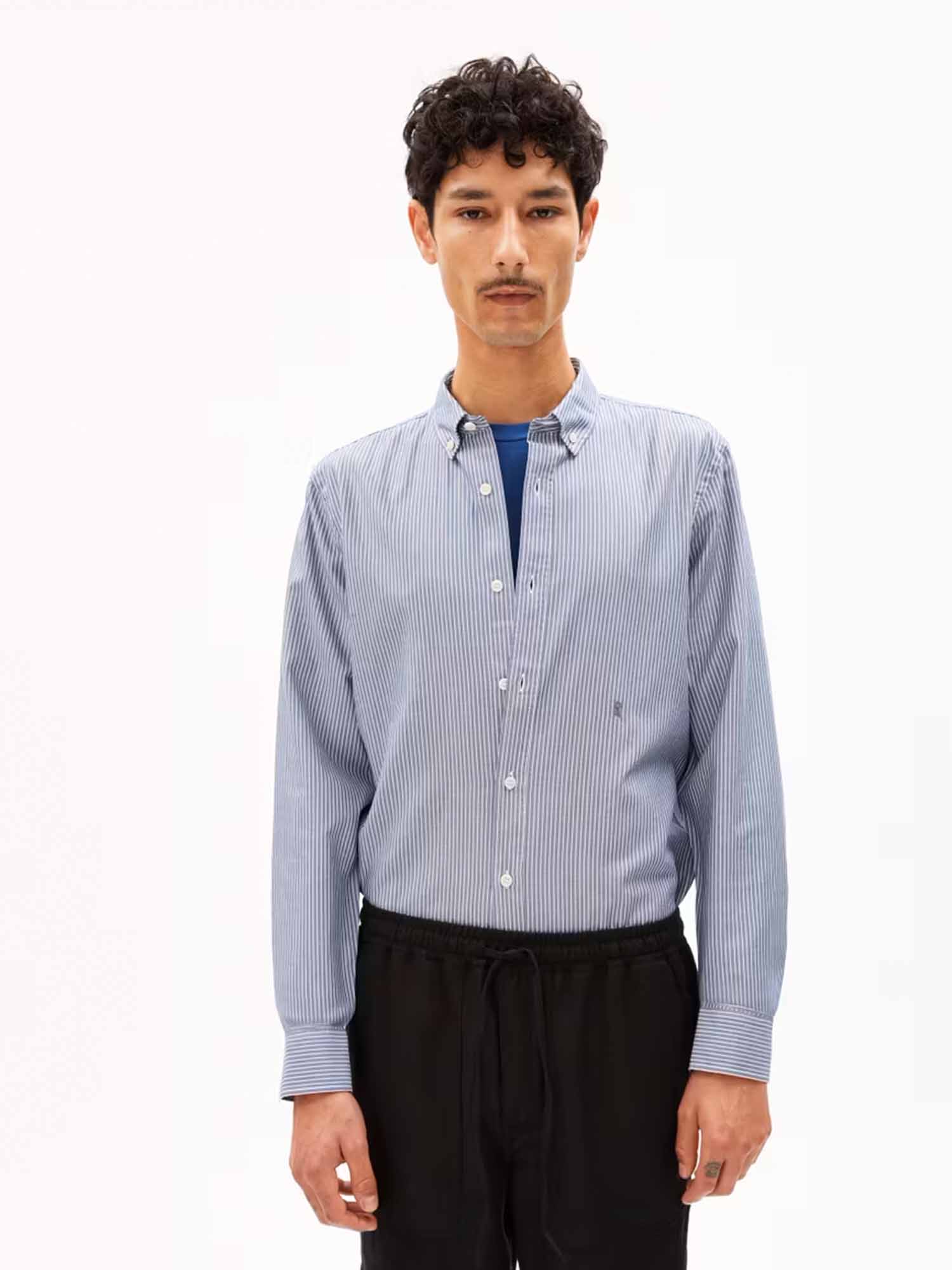 ARMEDANGELS Quaasa Stripes White - Faded Indigo XL
