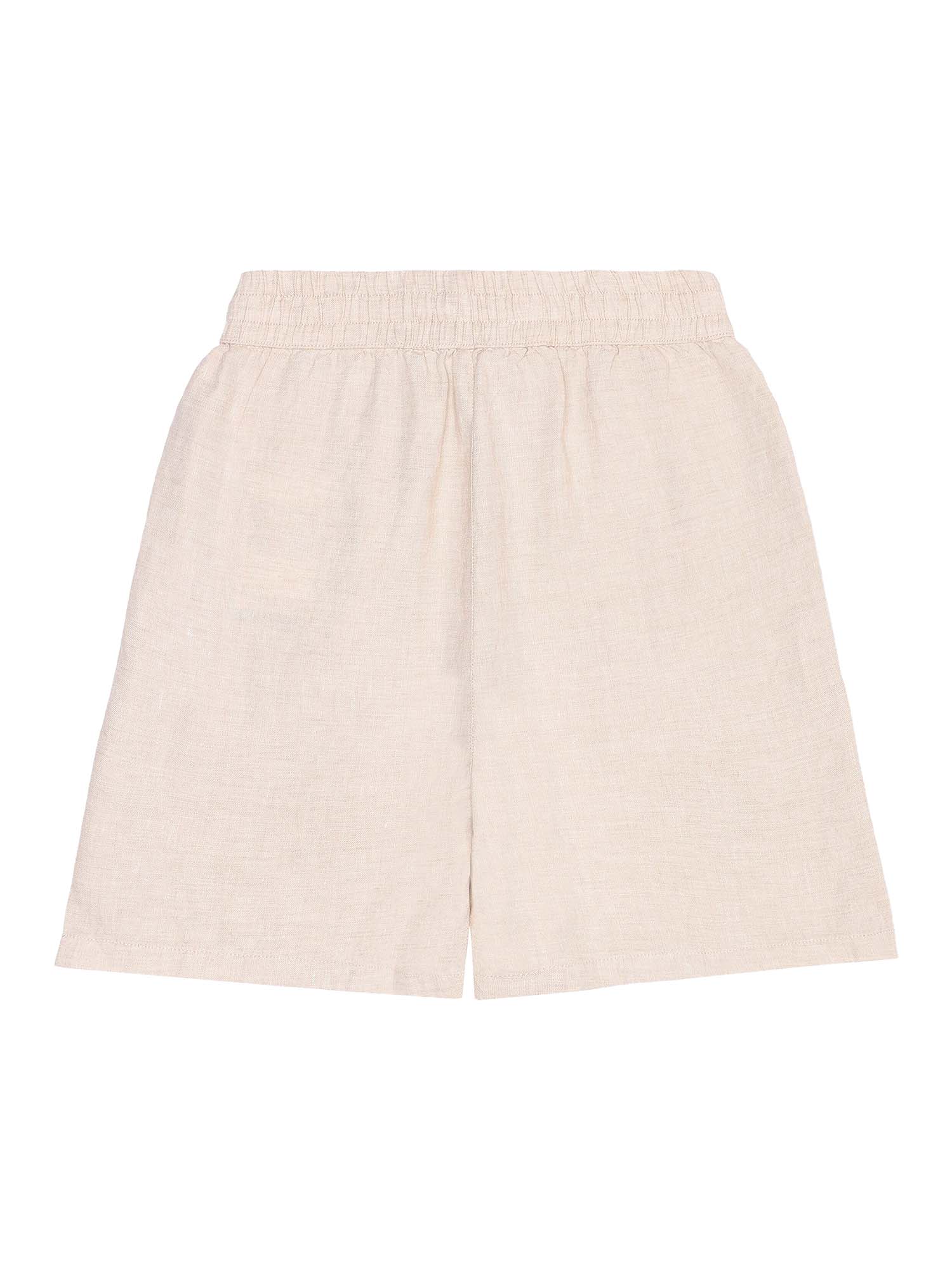 Knowledge Cotton Apparel POSEY wide mid-rise linen shorts Yarndyed - Light feather gray L