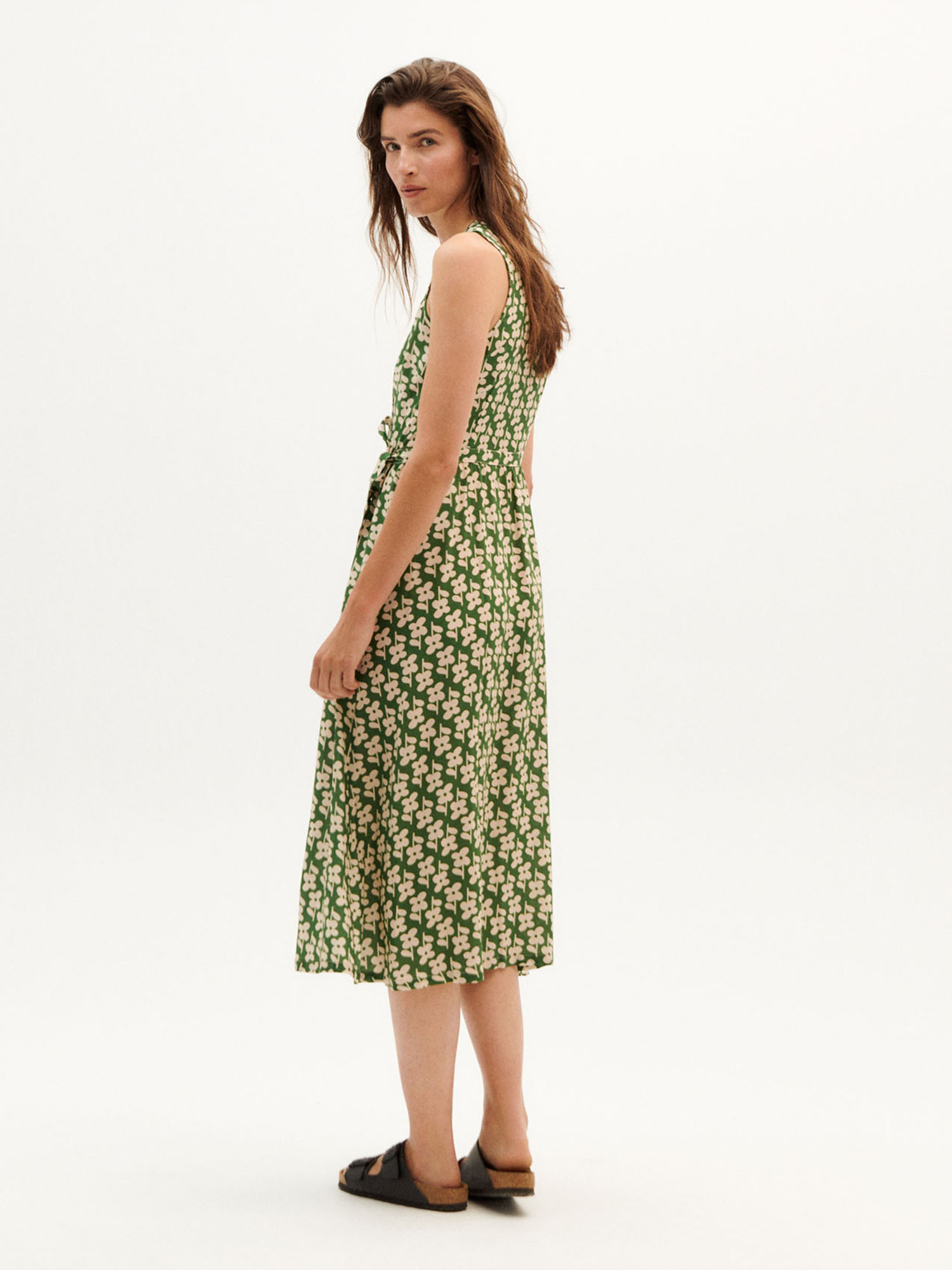 Thinking MU Amapola Dress Green Flower L