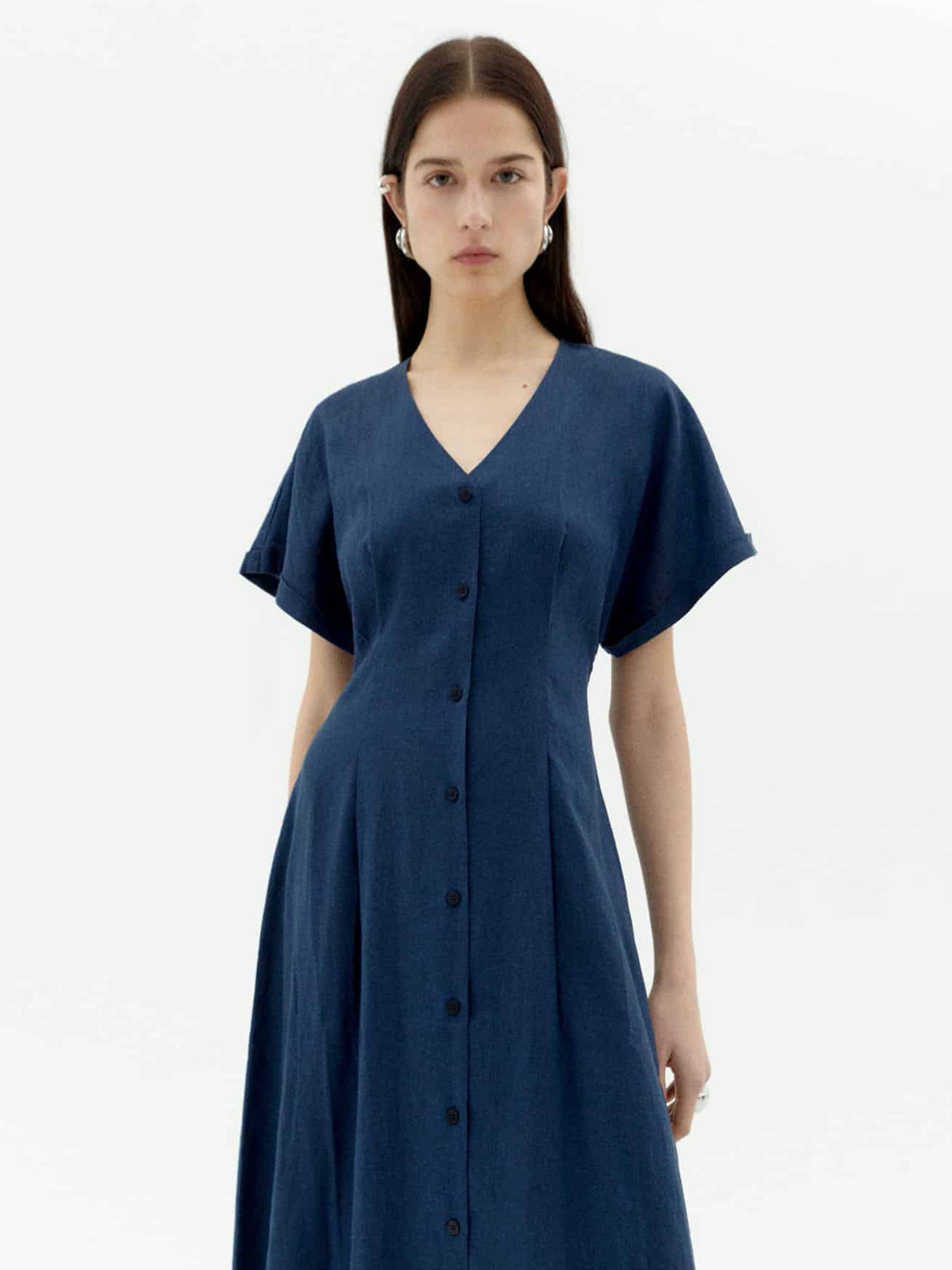 Thinking MU Hemp Laura Dress Navy M