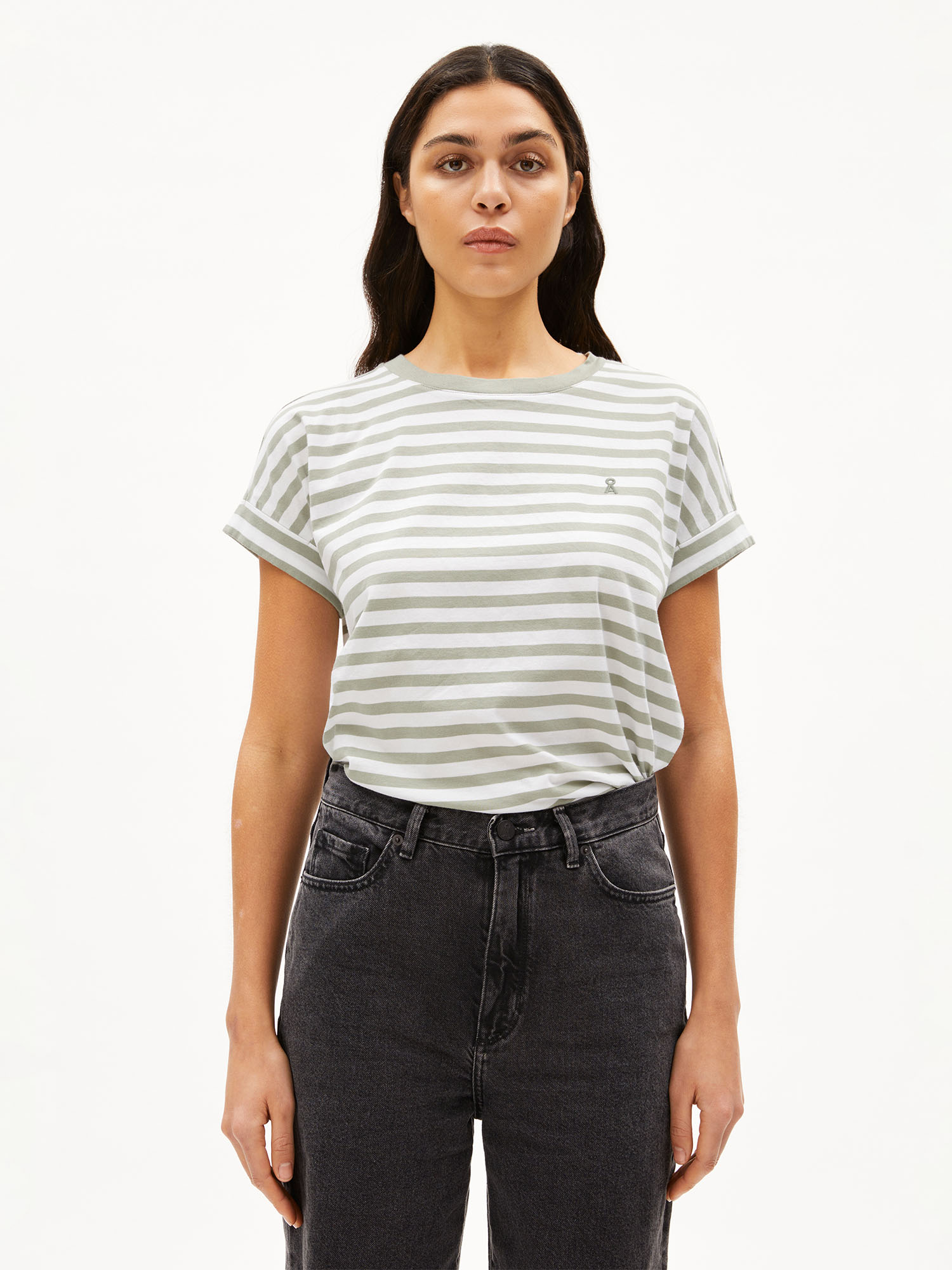 ARMEDANGELS Idaara Stripes White Seagreen L