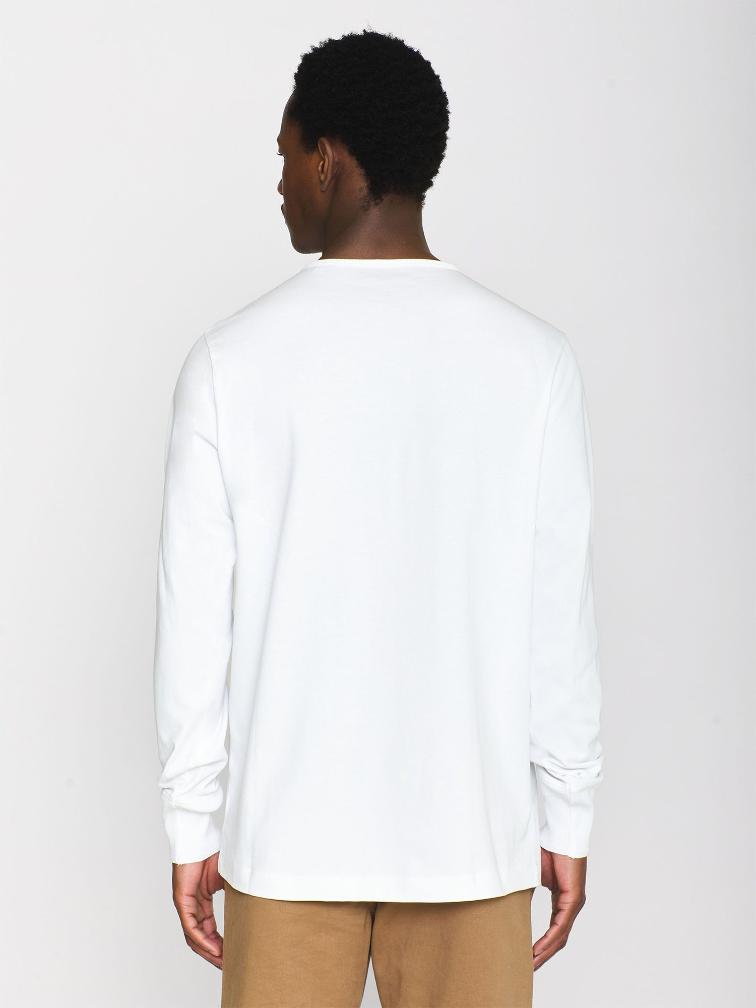 Knowledge Cotton Apparel BO Longsleeve Henley Bright White XL