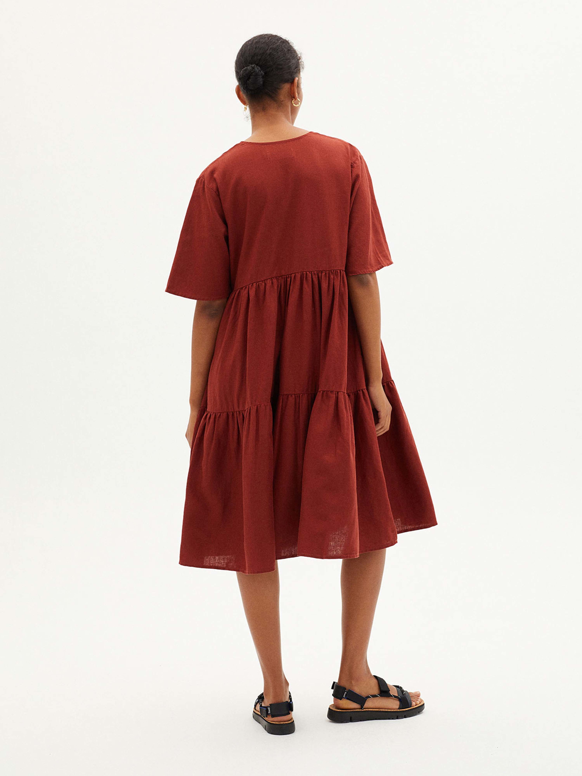 Thinking MU Hemp Fresia Dress Raspberry M